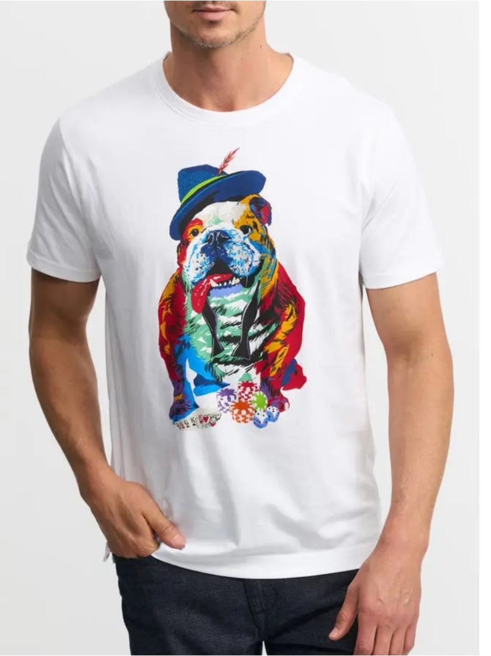 Robert Graham Multicolor Bulldog Graphic Pet Tee - White